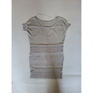 Armani Exchange Size S Metallic Silver Knit Dress Lurex Short Sleeve Lightweight
